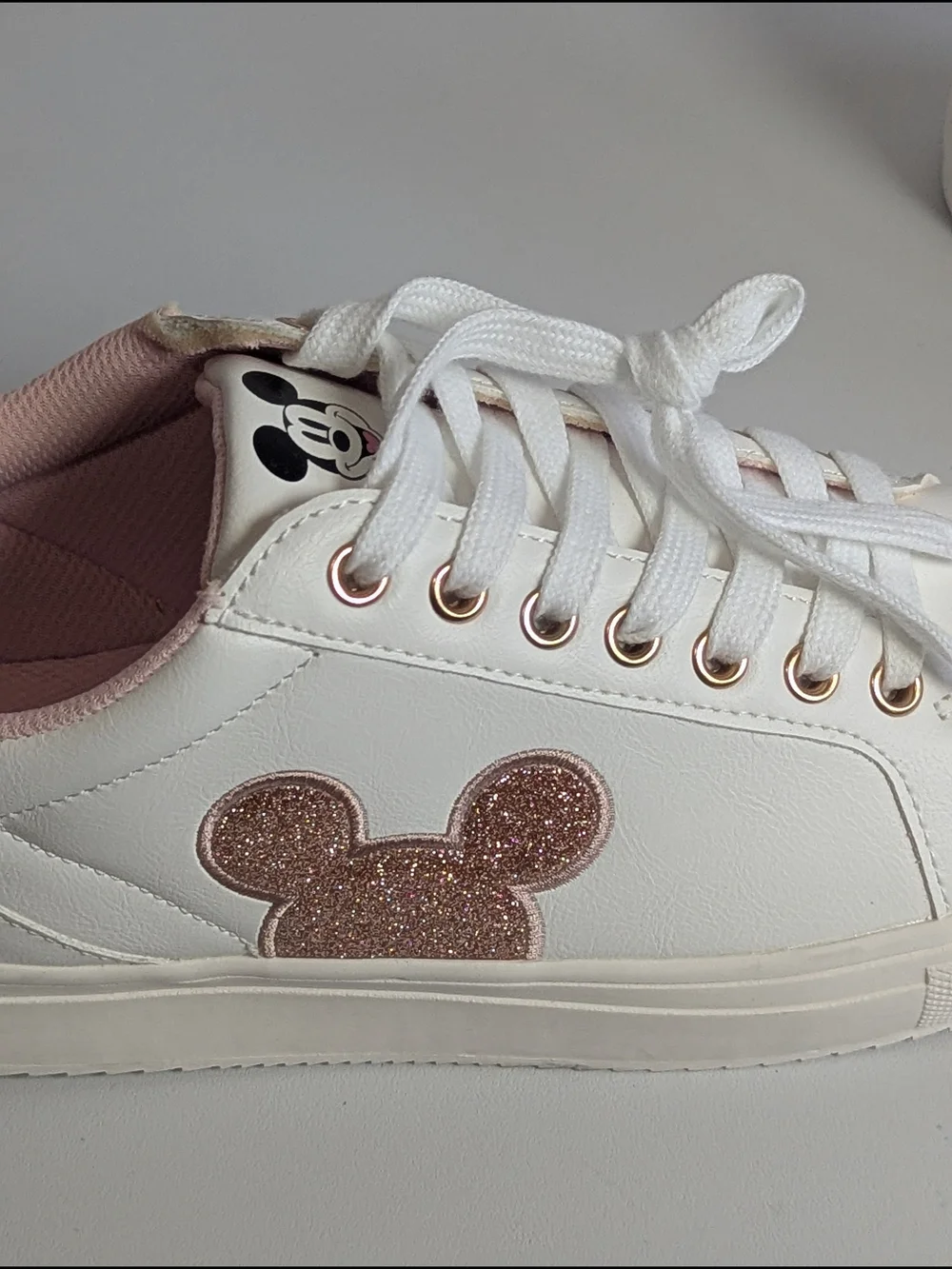 Disney Mickey Mouse Rose Gold Glitter Sneakers Women’s Size 9 | New Without Box